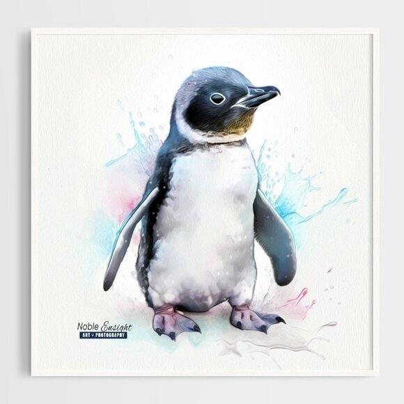 Baby Penguin Watercolor Oil Painting Art Print - Picture 4 of 6